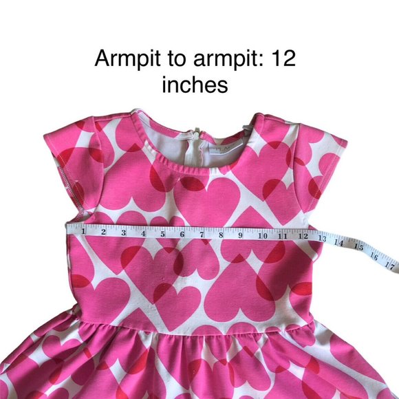 Place Girls Pink Hearts Design Shirred Waist Dress Pink White Size Medium 7/8 - Picture 7 of 12